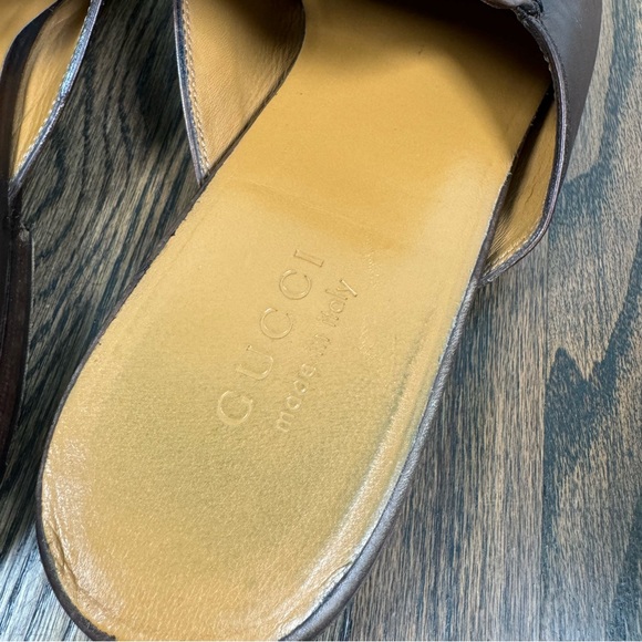 Gucci brown leather horsebit slip-on mule loafers size 13 - Picture 7 of 11